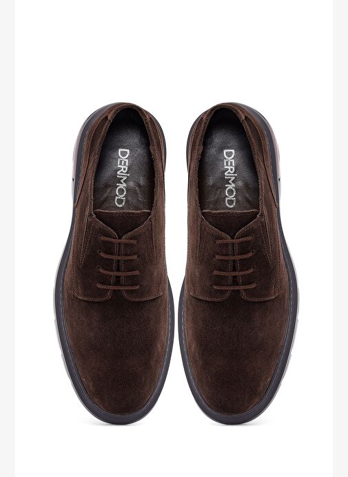 Erkek Kahverengi Bağcıklı Kalın Tabanlı Süet Deri Casual Ayakkabı 25WFD632510 - Görsel 8