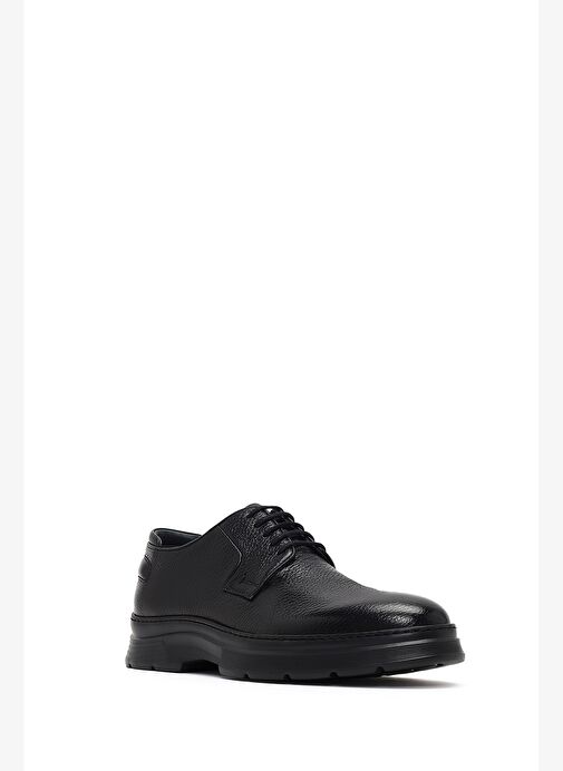 Erkek Siyah Bağcıklı Kalın Tabanlı Deri Casual Ayakkabı 25WFD6326FT - Görsel 7