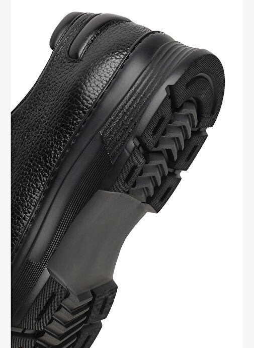 Erkek Siyah Bağcıklı Kalın Tabanlı Deri Casual Ayakkabı 25WFD6326FT - Görsel 9