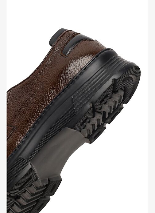 Erkek Kahverengi Bağcıklı Kalın Tabanlı Deri Casual Ayakkabı 25WFD6326FT - Görsel 9