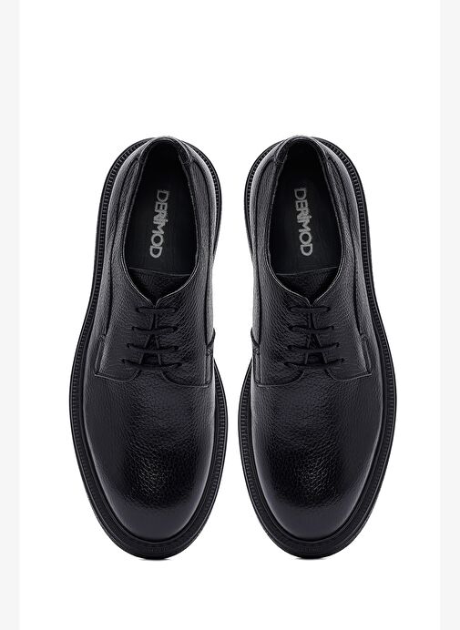 Erkek Siyah Bağcıklı Kalın Tabanlı Deri Casual Ayakkabı 25WFD6336FT - Görsel 8