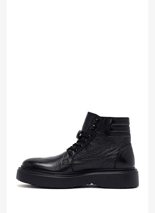 Erkek Siyah Bağcıklı Kalın Tabanlı Deri Bot 25WFD6334FT - Görsel 3