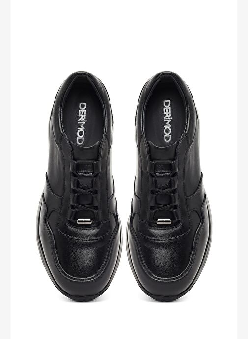 Erkek Siyah Bağcıklı Deri Sneaker 25WFD630218 - Görsel 8