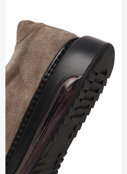 Erkek Vizon Bağcıklı Kalın Tabanlı Süet Deri Sneaker 25WFD631010 - Görsel 9