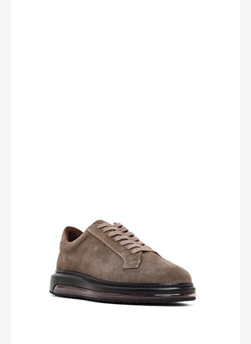 Erkek Vizon Bağcıklı Kalın Tabanlı Süet Deri Sneaker 25WFD631010 - Görsel 7