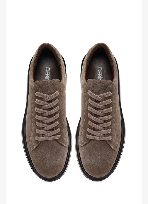 Erkek Vizon Bağcıklı Kalın Tabanlı Süet Deri Sneaker 25WFD631010 - Görsel 8