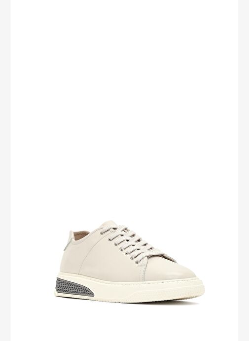Erkek Beyaz Bağcıklı Kalın Tabanlı Deri Sneaker 25WFD631118 - Görsel 7