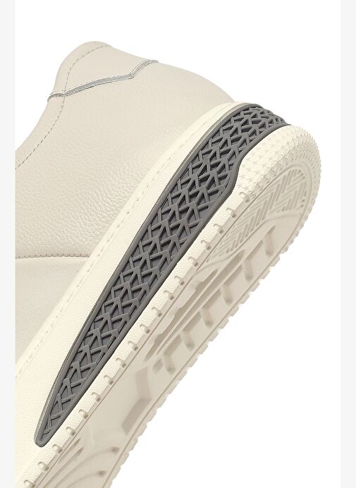 Erkek Beyaz Bağcıklı Kalın Tabanlı Deri Sneaker 25WFD631118 - Görsel 9