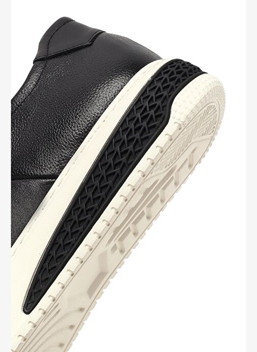 Erkek Siyah Bağcıklı Kalın Tabanlı Deri Sneaker 25WFD631118 - Görsel 9