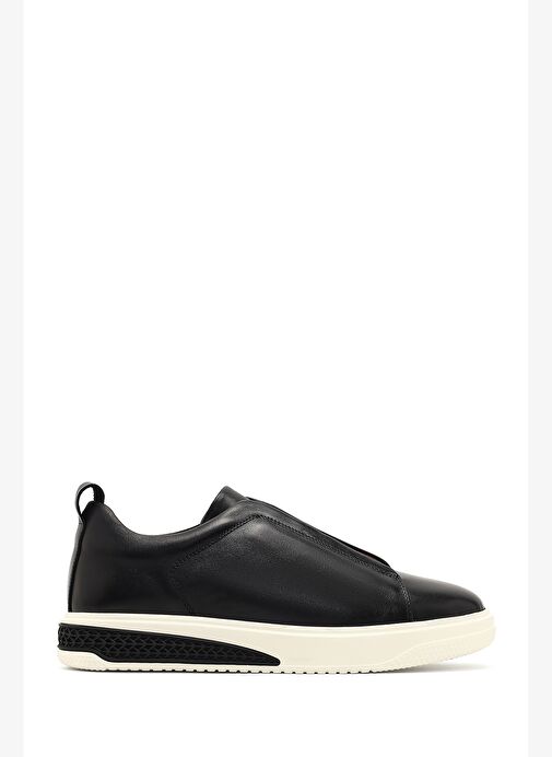 Erkek Siyah Kalın Tabanlı Deri Sneaker 25WFD631219 - Görsel 2