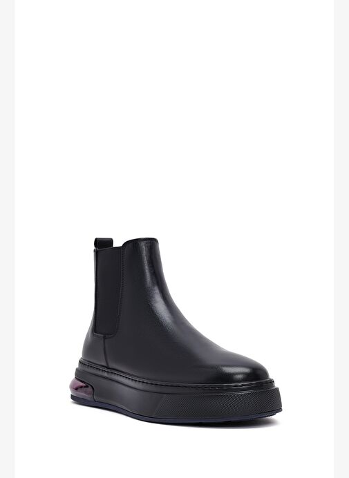 Erkek Siyah Kalın Tabanlı Deri Chelsea Bot 25WFD631518 - Görsel 8