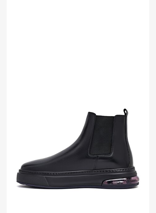 Erkek Siyah Kalın Tabanlı Deri Chelsea Bot 25WFD631518 - Görsel 3