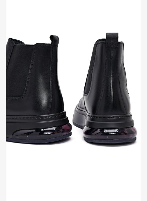 Erkek Siyah Kalın Tabanlı Deri Chelsea Bot 25WFD631518 - Görsel 9