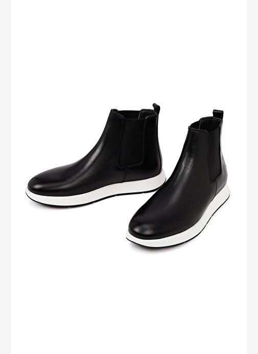 Erkek Siyah Deri Chelsea Spor Bot 25WFD632918 - Görsel 4