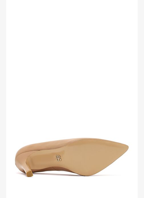 Kadın Bej İnce Topuklu Deri Stiletto 25AFD161818 - Görsel 6