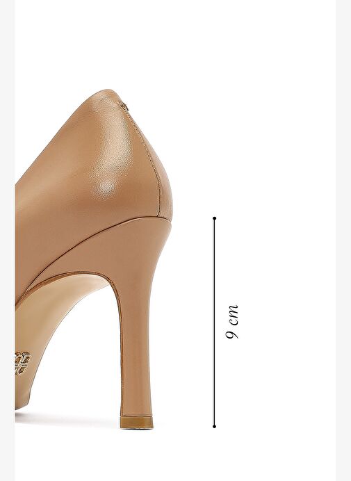 Kadın Bej İnce Topuklu Deri Stiletto 25AFD161818 - Görsel 3
