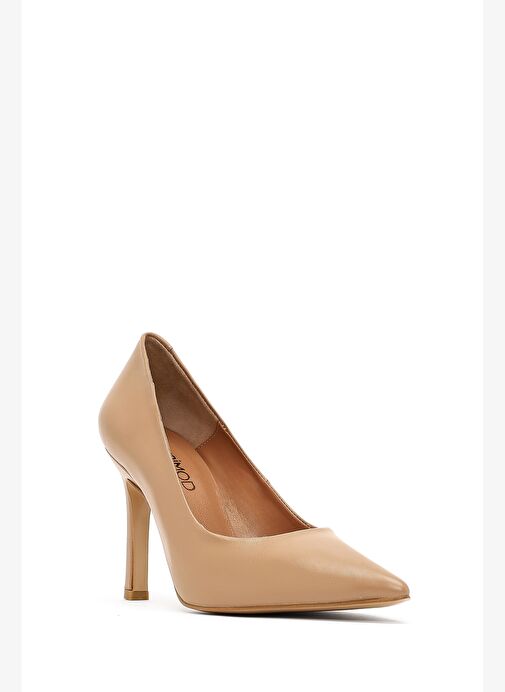 Kadın Bej İnce Topuklu Deri Stiletto 25AFD161818 - Görsel 9