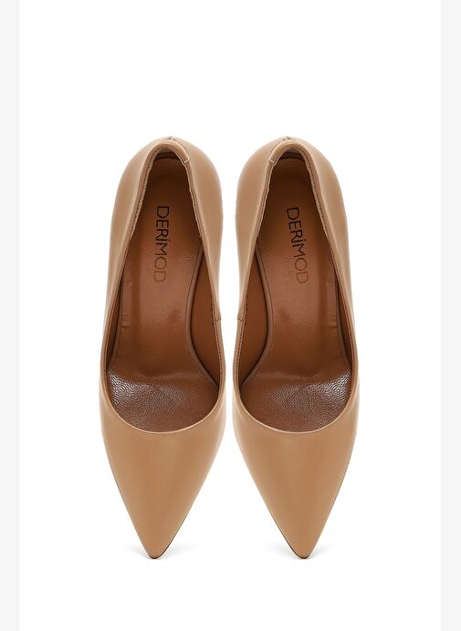 Kadın Bej İnce Topuklu Deri Stiletto 25AFD161818 - Görsel 8