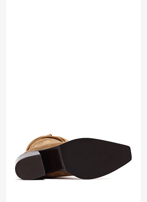 Kadın Vizon Kalın Topuklu Süet Deri Kovboy Çizme 25WFD153810 - Görsel 7