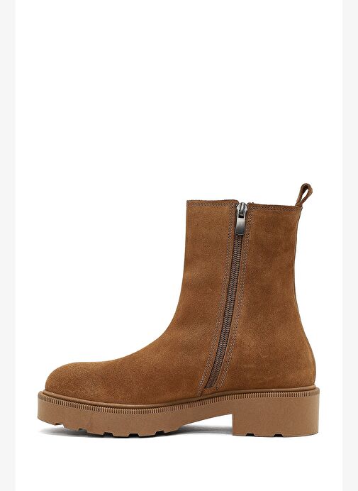 Kadın Vizon Fermuarlı Kalın Tabanlı Süet Deri Bot 25WFD187710 - Görsel 3