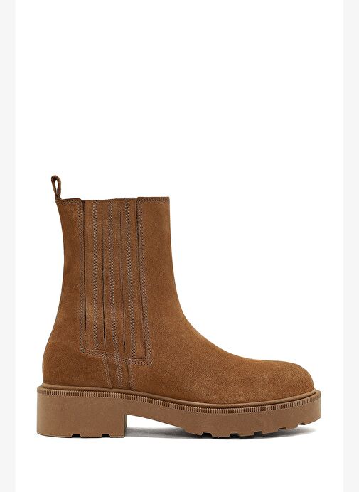 Kadın Vizon Fermuarlı Kalın Tabanlı Süet Deri Bot 25WFD187710 - Görsel 2