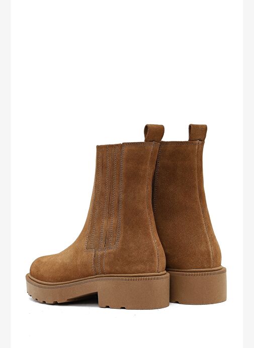 Kadın Vizon Fermuarlı Kalın Tabanlı Süet Deri Bot 25WFD187710 - Görsel 7