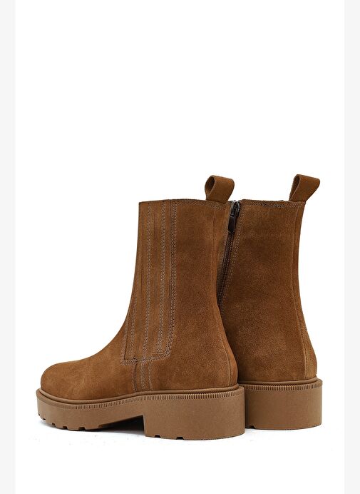 Kadın Vizon Fermuarlı Kalın Tabanlı Süet Deri Bot 25WFD187710 - Görsel 7