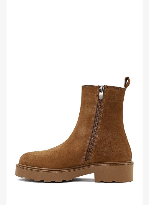 Kadın Vizon Fermuarlı Kalın Tabanlı Süet Deri Bot 25WFD187710 - Görsel 3