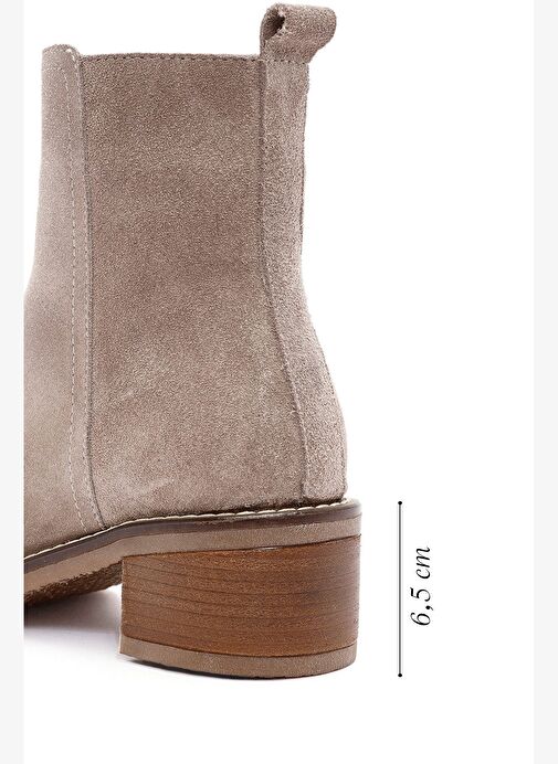 Kadın Vizon Fermuarlı Kalın Topuklu Süet Deri Bot 25AFD160610 - Görsel 6