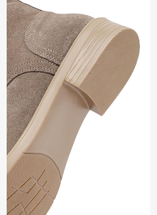 Kadın Bej Bağcıklı Fermuarlı Süet Deri Bot 25WFD420110 - Görsel 9