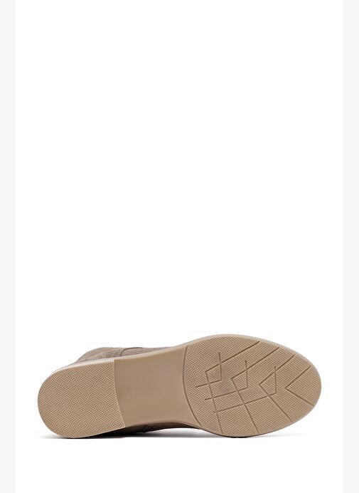 Kadın Bej Bağcıklı Fermuarlı Süet Deri Bot 25WFD420110 - Görsel 6