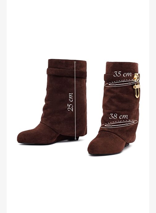 Kadın Kahverengi Dolgu Topuklu Süet Bot 25AFD440010 - Görsel 3