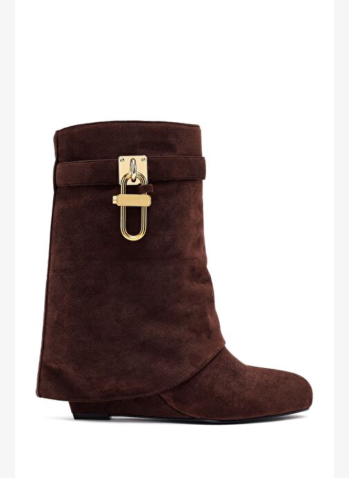 Kadın Kahverengi Dolgu Topuklu Süet Bot 25AFD440010 - Görsel 2