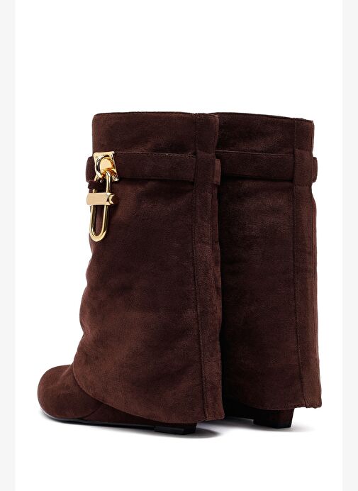 Kadın Kahverengi Dolgu Topuklu Süet Bot 25AFD440010 - Görsel 8