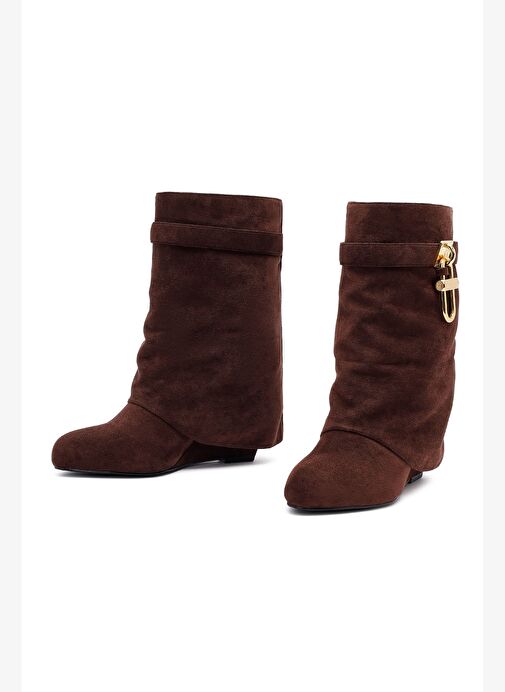 Kadın Kahverengi Dolgu Topuklu Süet Bot 25AFD440010 - Görsel 4