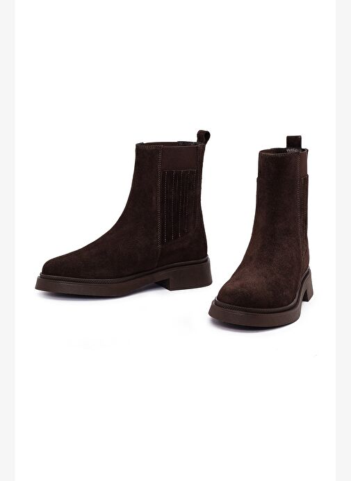 Kadın Kahverengi Süet Deri Chelsea Bot 25WFD511210 - Görsel 4