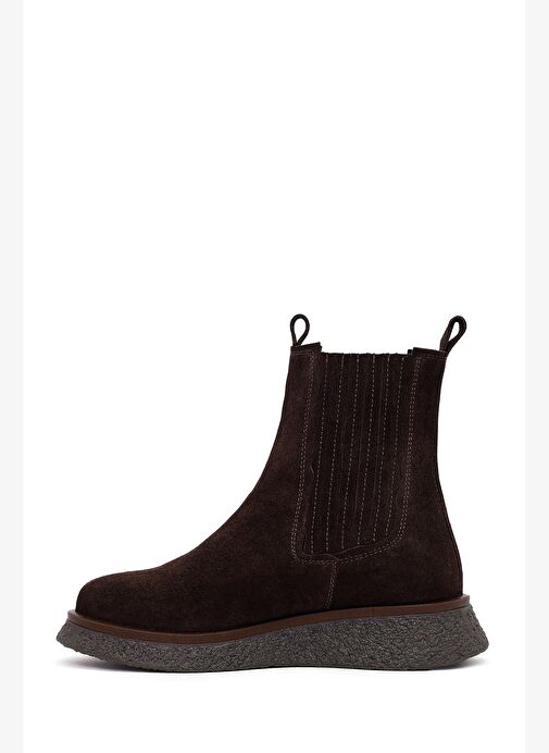 Kadın Kahverengi Kalın Tabanlı Süet Deri Chelsea Bot 25WFD511410 - Görsel 3