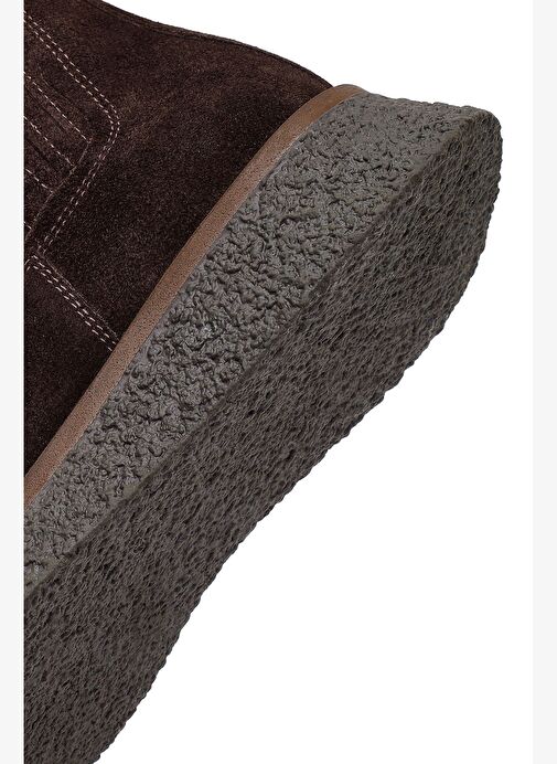 Kadın Kahverengi Kalın Tabanlı Süet Deri Chelsea Bot 25WFD511410 - Görsel 9