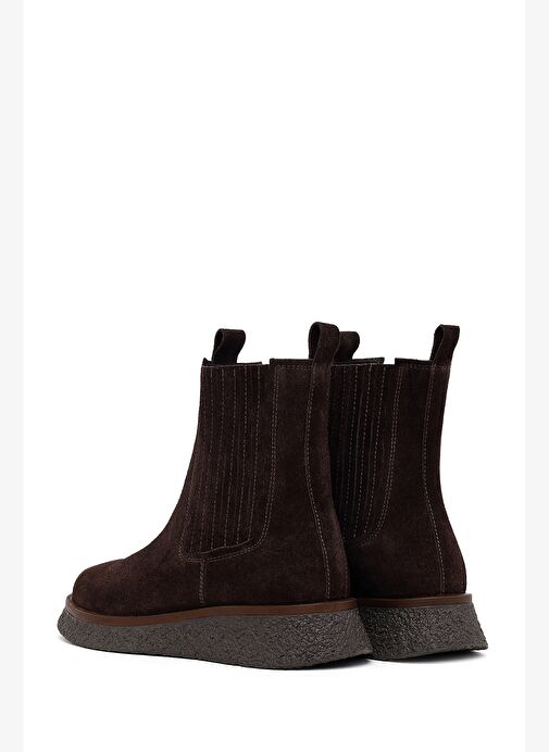 Kadın Kahverengi Kalın Tabanlı Süet Deri Chelsea Bot 25WFD511410 - Görsel 7