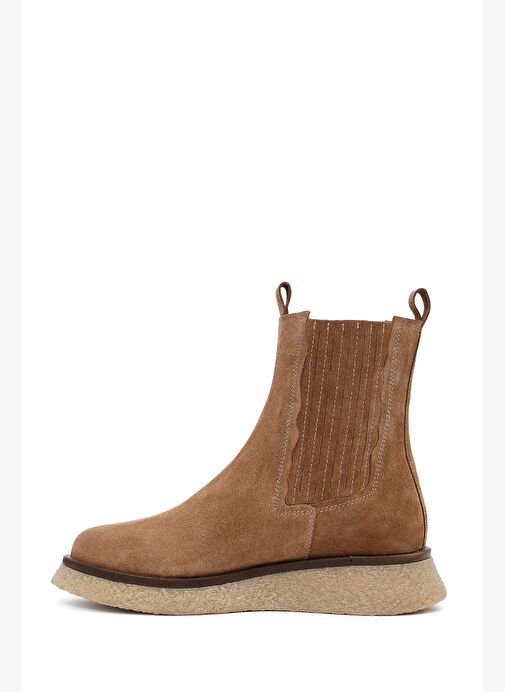 Kadın Camel Kalın Tabanlı Süet Deri Chelsea Bot 25WFD511410 - Görsel 3