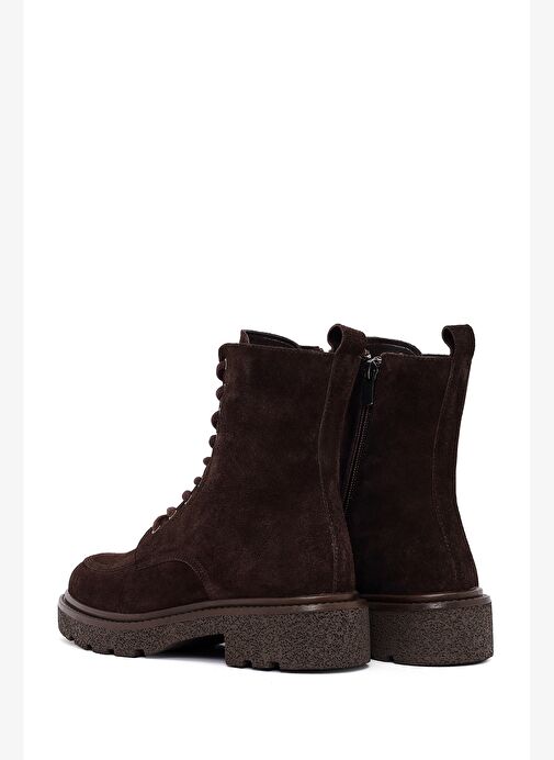 Kadın Kahverengi Fermuarlı Kalın Tabanlı Süet Deri Postal Bot 25WFD511510 - Görsel 7