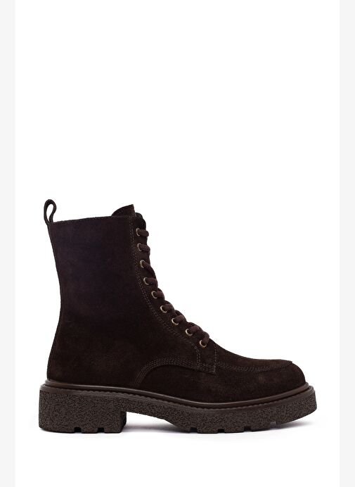 Kadın Kahverengi Fermuarlı Kalın Tabanlı Süet Deri Postal Bot 25WFD511510 - Görsel 2