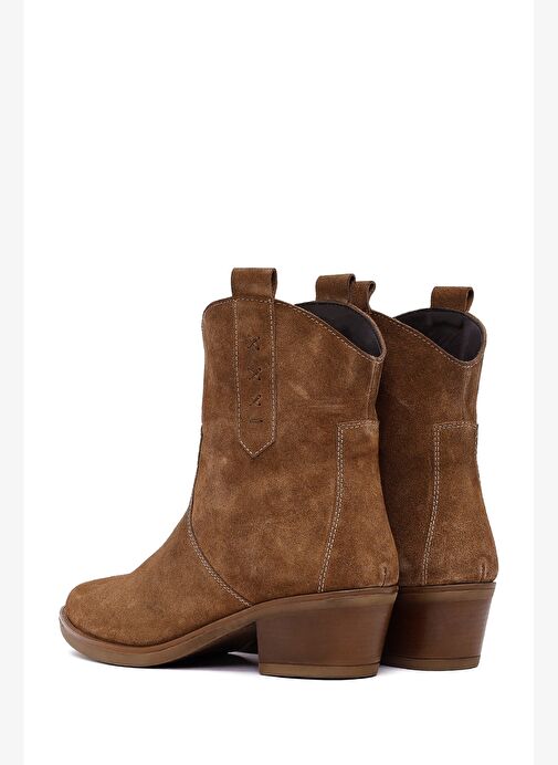 Kadın Camel Kısa Kalın Topuklu Süet Deri Kovboy Bot 25WFD511710 - Görsel 7