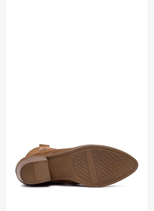 Kadın Camel Kısa Kalın Topuklu Süet Deri Kovboy Bot 25WFD511710 - Görsel 6