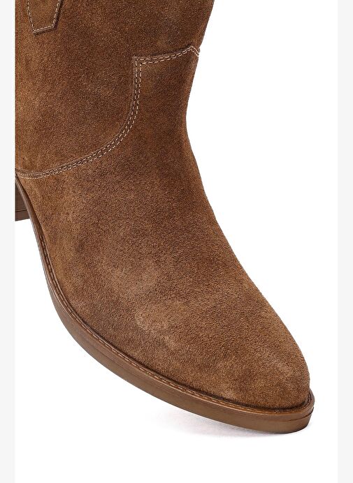 Kadın Camel Kısa Kalın Topuklu Süet Deri Kovboy Bot 25WFD511710 - Görsel 9