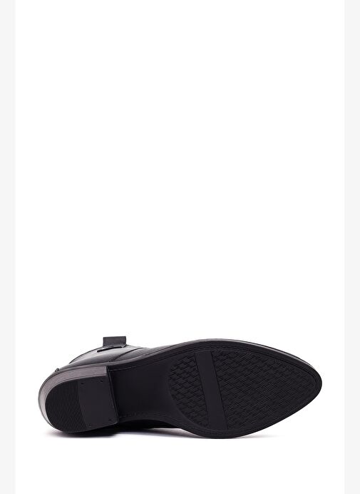 Kadın Siyah Kalın Topuklu Deri Kovboy Bot 25WFD511718 - Görsel 6