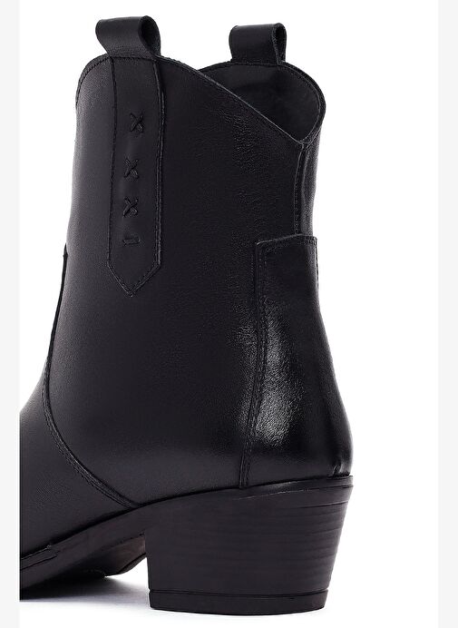 Kadın Siyah Kalın Topuklu Deri Kovboy Bot 25WFD511718 - Görsel 9