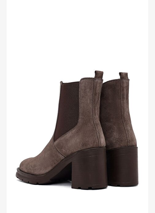 Kadın Vizon Fermuarlı Kalın Topuklu Süet Deri Bot 25WFD512110 - Görsel 8