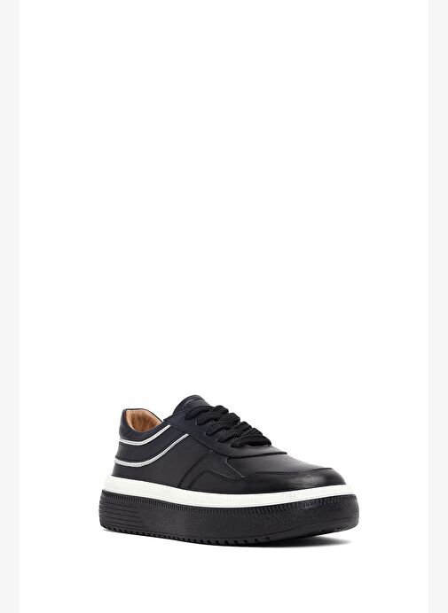 Kadın Beyaz Bağcıklı Kalın Tabanlı Deri Sneaker 25AFD510818 - Görsel 7