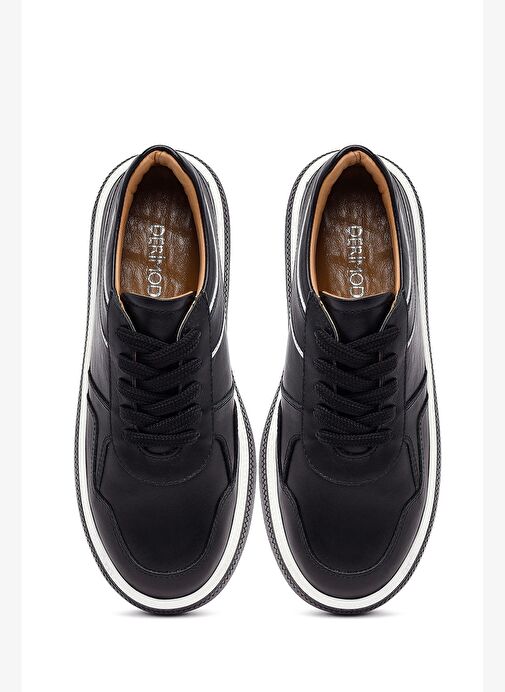 Kadın Beyaz Bağcıklı Kalın Tabanlı Deri Sneaker 25AFD510818 - Görsel 8